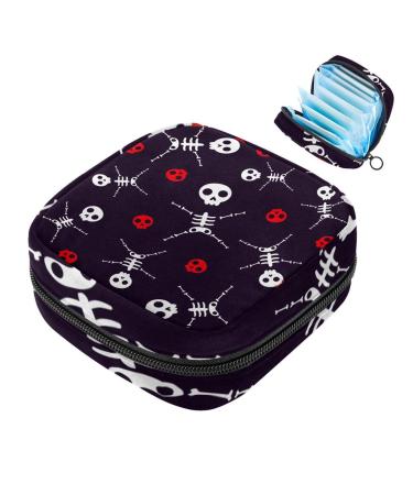 Muoooum halloween skull love eye ladies bandage storage bag portable period bag for women teen girls girls menstrual cup pocket breastfeeding pad holder color 9 4.7x6.6x6.6 in/12x17x17 cm