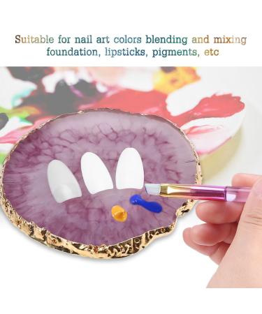 Jadpes Nail Art Plate - Resin Nail Art Palette with Natural Stone Pattern & Gold Rim - Red Nail Display Board for Creative Designs - Buy Online on GoSupps.com