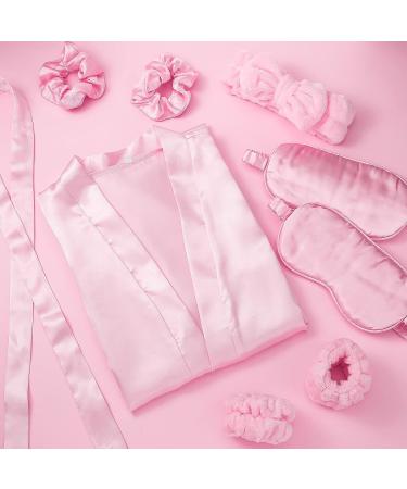 Zhanmai 36 Pcs Spa Party Supplies for Girls - 6 Robes, Headbands, Blindfolds, Scrunchies, Wristbands - Pink - Kids Birthday - Size 10 - Buy Online on GoSupps.com