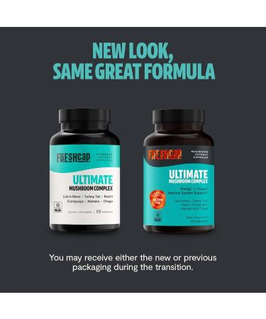 FreshCap Ultimate Mushroom Complex 120ct - Lion's Mane, Reishi, Cordyceps, Chaga, Turkey Tail, Maitake Supplement - Real Fruiting Body, No Fillers - Buy Online on GoSupps.com
