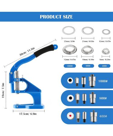 POWLAB Eyelet Hole Punch Kit - Heavy Duty Grommet Tool Set with 3 Setting Dies, 3 Punching Dies, and 3000Pcs Silver & Golden Grommets - 6/10/12mm - Buy Online on GoSupps.com