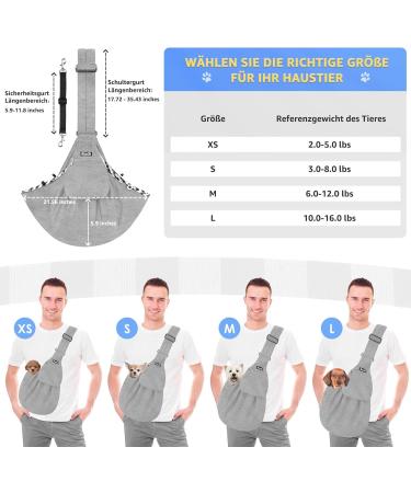 Slowton Dog Carrier Bag - Adjustable Shoulder Strap Front Bag Design for Outdoor Walks - Gray-Sweater Fabric (S Pets 1.3-3.6kg) - Buy Online on GoSupps.com