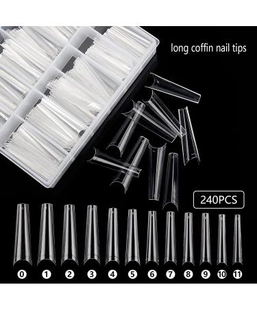 Elevate Your Nail Game with 480PCS XL Clear Nail Tips - Half Cover Coffin & C Curve for Acrylic Nails - Professional Quality for Salons & Home Use - Buy Online on GoSupps.com