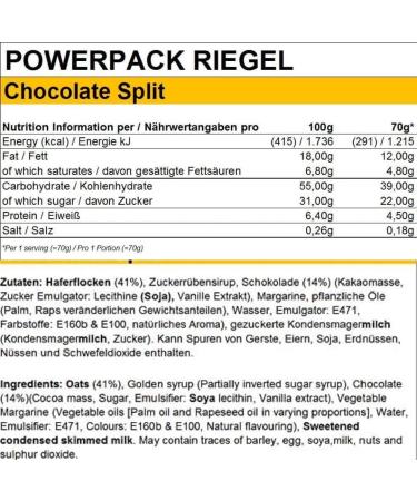 Peeroton Powerpack Riegel Chocolate Split - Sugar-Free Protein Snack & Meal Replacement - 18 x 50g Oat Bars for Long-Lasting Energy - Buy Online on GoSupps.com