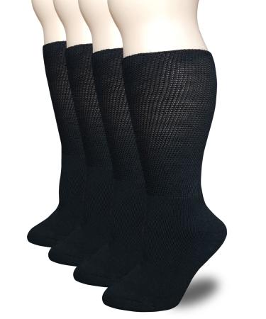 COIYUFUX Extra Wide Bariatric Socks Diabetic Sock for Lymphedema Swollen Edema Cast Leg Calf 2 Pairs Black