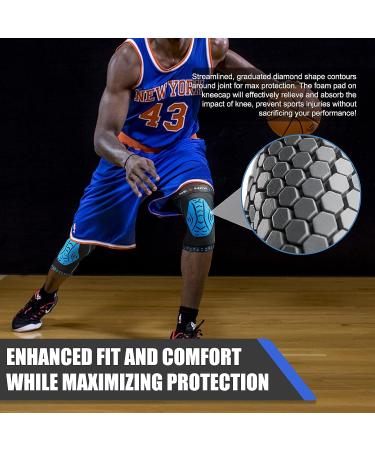 NEENCA Professional Compression Knee Sleeve - Ultra-Thin Relief for Knee Pain, Swelling & Inflammation - Black & Blue X-Large - Buy Online on GoSupps.com