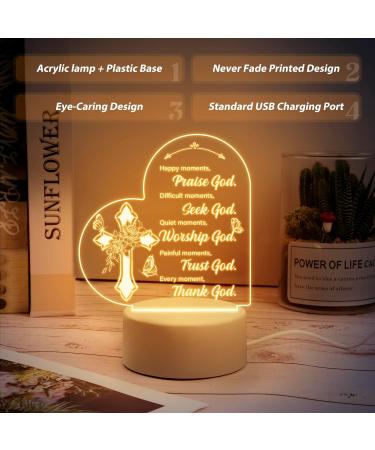 Engraved Christian Night Light - Inspirational Praying Words Gifts for Women | Religious Baptism & Christmas Gift - Buy Online on GoSupps.com