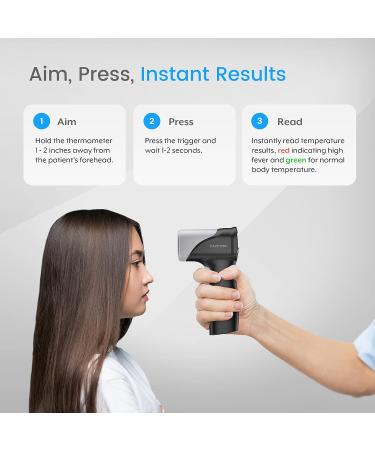 F-Doc Forehead Thermometer v2X Black - Medical Grade Infrared No Touch Temporal Laser Gun for Adults and Kids - Indoor/Outdoor Safe - Non-Contact Touchless - 1s Results - Buy Online on GoSupps.com