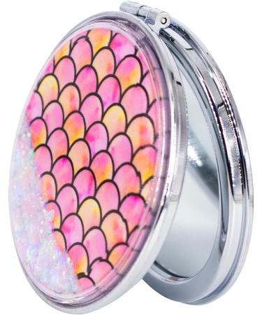 Beem Jun Rose Red Mermaid Compact Mirror - Mini Pocket Vanity Mirror with Sanding Glitter - Travel Friendly - Buy Online on GoSupps.com