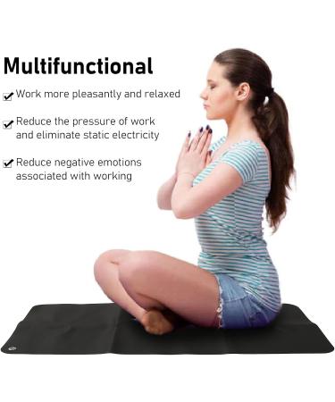 Earth of Yoga Mat Black Soft PU Ground Mat for Stress Relief & Anxiety Reduction | 30x68 cm | Perfect for Elderly | 5m Cable - Buy Online on GoSupps.com