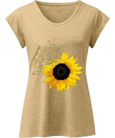 Short Sleeve T Shirts Clothing Woman T-Shirt Casual Black Clothing Top Women's Floral Pattern for Women Crop Tops Shirt Shirts Top Women's Summer Tank Top 5-yellow XXL - Buy Online on GoSupps.com