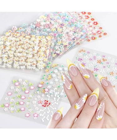 30PCS 3D Self-Adhesive Flower Nail Art Stickers - Colorful Daisy & Pink Floral Design for Cute Manicure Tips - Buy Online on GoSupps.com