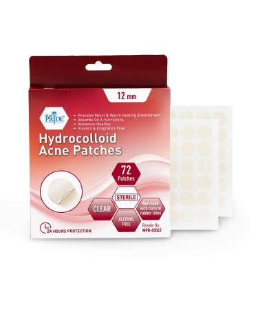 MED PRIDE Hydrocolloid Acne Patches Pack of 72 - Sterile Pimple Patches For Face & Body Zits- Absorbent Acne Stickers To Reduce Pus Oil & Swelling- Clear Alcohol-Free Overnight Spot Patches