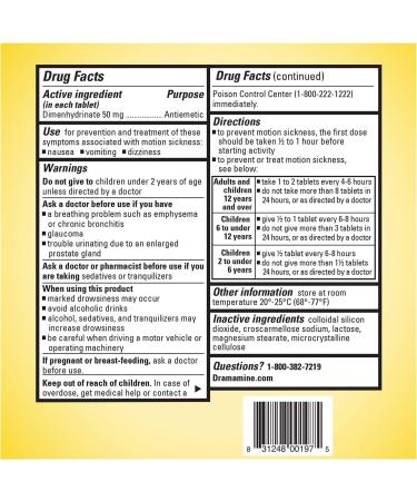 Dramamine Motion Sickness Relief Original Formula 12 Count (Pack of 3) Fast-Acting Relief - Buy Online on GoSupps.com