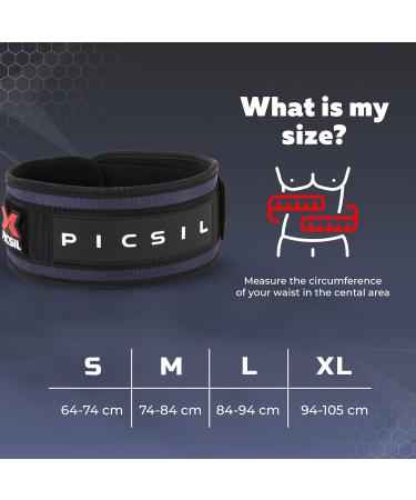 Picsil Lumbar Belt for Weight Lifting - Ideal for Squats & CrossFit | Adjustable Patch-Compatible | 3 Colors 5 Sizes | XL Navy Blue - Buy Online on GoSupps.com
