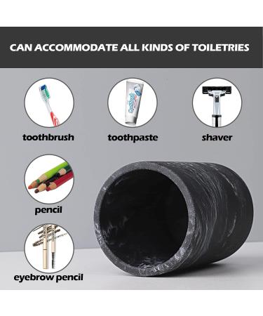 ZCCZ Marble Look Toothbrush Holder - Elegant Round Bathroom Accessory for Electric Toothbrushes Cosmetics & Razors - Stylish Black Decor - Buy Online on GoSupps.com