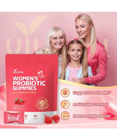 VivoNu Probiotiques pour Femmes Gommes Bien- tre F minin | 18 Souches de Lactobacillus | Jusqu 60 Milliards UFC/Jour | Vitamine C | Go t Canneberge | 60 Gommes 60 Gommes - Canneberge - Buy Online on GoSupps.com