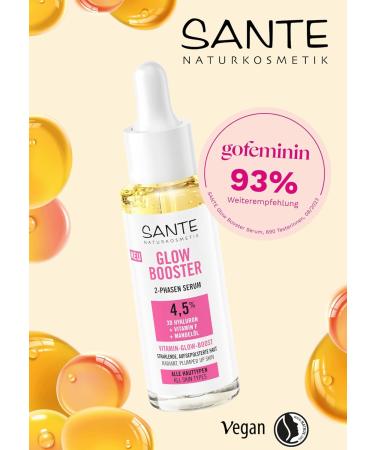 Sante Naturkosmetik Glow Booster 2-phase Serum with 3D Hyaluronic Acid Vitamin F and Almond Oil Nourishing Facial Serum for Radiant Fresh and Glowing Skin Natural Glow  - Buy Online on GoSupps.com