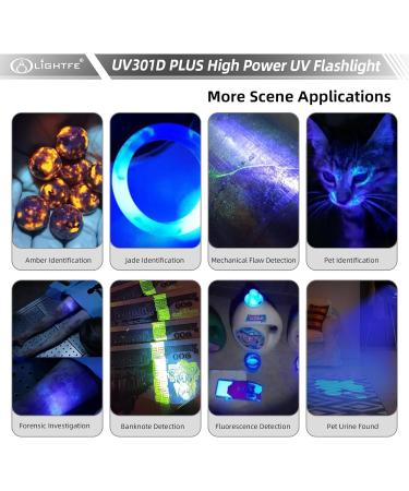 LightTFE UV301D Plus UV lamp 365NM Portable Ultraviolet Torch LED Torch Light UV Rays Waterproof IPX-8 pet Urine Detector (Batteries Included) Black Uv301d Plus (365nm) Black - Buy Online on GoSupps.com
