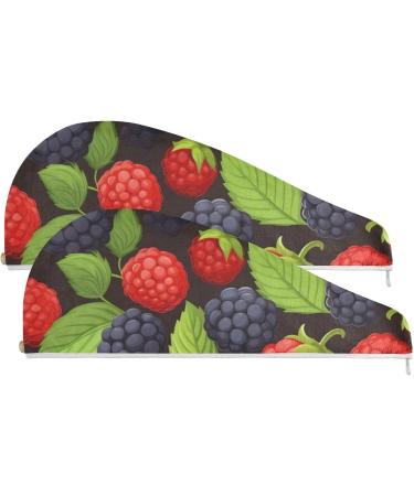 Red Purple Mulberries Hair Towel 2 Pack - Super Absorbent Quick Dry Hair Turbans for Women & Girls - Buy Online on GoSupps.com