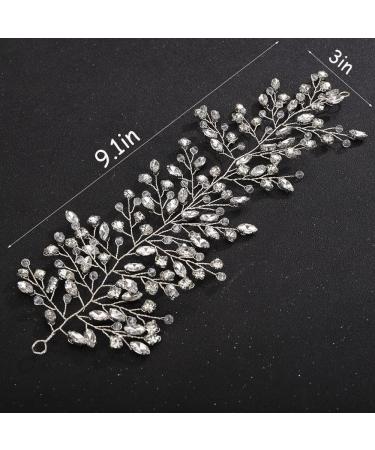 Chargances Bridal Crystal Statement Hair Vine Wedding Rhinestone Beaded Headband Dainty Silver Handmade Hair Accessories for Women and Girls Brides - Buy Online on GoSupps.com
