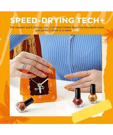 Modelones Nail Polish Set 6 Colors Autumn Winter Gold Glitter Red Nail Polish Orange Yellow Quick Dry Nail Varnish Finger Nail Polish Manicure DIY Nail Art Salon Home For Women Red Orange - Buy Online on GoSupps.com