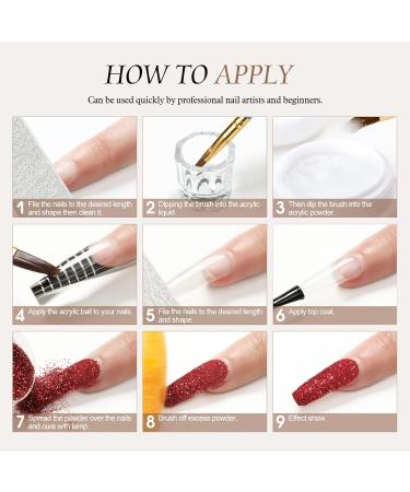 PEACECOLOR Acrylic Nail Kit with Nail Lamp - 3 Colors Powder, 12 Glitter Powders, Acrylic Liquid, Nail Brush, Tips & More - Beginner Kit for Nail Extensions - Buy Online on GoSupps.com