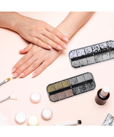 3D Nail Charms 2 Boxes Multi-Shape Nail Art Charms Nail Rhinestones Flat Nail Pearls Gold Silver Caviar Beads Crystal Nail Gems for Nail Art Decoration DIY Crafts (F) - Buy Online on GoSupps.com