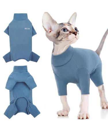Sphynx cats clothing winter sweater warm vest cat pile suit knitting sweater jumpsuit onesia hairless cat clothing winter coat jacket four-legged (blue s) s