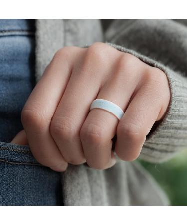 ThunderFit Women's Silicone Wedding Bands | Breathable 2 Layer | 5.5mm Wide 1.5mm Thick | Teal-Black, Black-Teal, White-Teal, Light Teal Glitter-White | Size 6.5-7 (17.35mm) - Buy Online on GoSupps.com