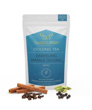 TeaNOURISH Darjeeling Masala Oolong Tea | Darjeeling Loose | Blended with Cardamom Cinnamon Clove | Smooth Creamy & Earthy Taste - 3.53oz/100g Darjeeling Masala Oolong 100g Pack - Buy Online on GoSupps.com