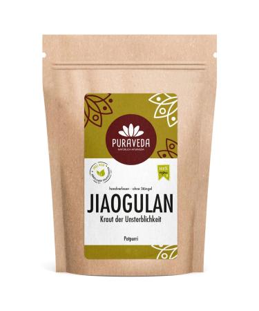 Jiaogulan 125g dried - gynostemma pentaphyllum - fresh harvest - top quality - hand -handed - filled and checked in Germany - Puraveda 125.0 gram