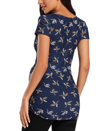 Love2Mi Maternity Nursing Shirt XL - Short Sleeve V-Neck Breastfeeding T-Shirt in Flower 95 Print - Buy Online on GoSupps.com