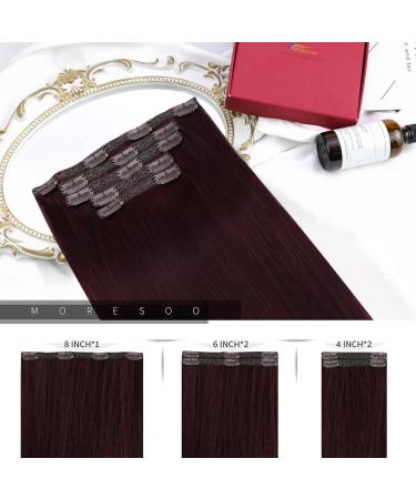 Moresoo Wine Red Clip in Human Hair Extensions - 12 Inch Remy Hair, 5 Pieces/70g #99J - Buy Online on GoSupps.com