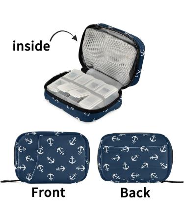 ALAZA Nautical Anchor Pill Box - 7 Day Travel Organizer Case Compact Vitamin Holder for Family & Camping Zippered Design Navy Blue (4.6 x 3.14 x 1.88 in - Buy Online on GoSupps.com