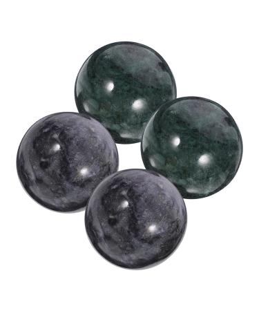 Ciyodo Hand training set with 4 pieces of Baoding Sound balls - traditional Chinese practice balls for hand massage - muscle relaxation and yoga practice green black marble