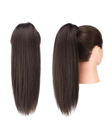 Buy Smooth Long Fine Ponytail Extensions - 35 cm Brown Clip-in Braid & Wrap Around - Synthetic Hair for Women - Buy Online on GoSupps.com