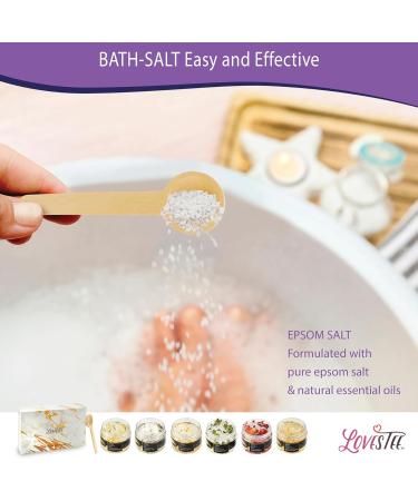 Lovestee Epsom Salt Spa Gift Set | 6 Luxury Bath Salts - Coconut Vanilla Jasmine Eucalyptus Lavender Chamomile & Grapefruit - Perfect Soaking Gift for Women - Buy Online on GoSupps.com