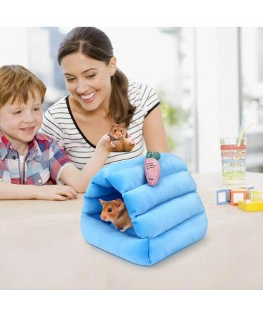 Upgraded Hamster House Hammocks Blue Guinea Pig Bed Hideout Mouse Rat Cozy Beds Small Animal House Winter Warm Nest Sleeping House for Hamster Guinea pig Ferret Hedgehog Chinchilla (Blue) - Buy Online on GoSupps.com