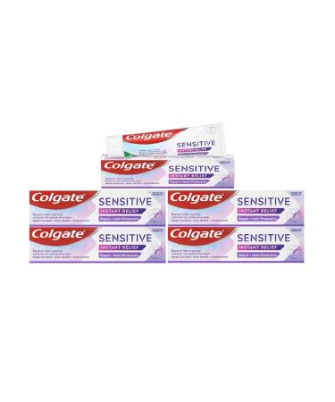 COLGATE Colgate Sensitive Instant Relief Repair + Multi Protection Toothpaste 75ml Pack of 5, Instantly blocks pain, Prevents sensitivity, Gently removes stains (5 x 75ml)