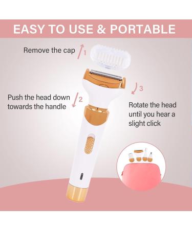 4-in-1 Rechargeable Electric Razor for Women - Waterproof Bikini Trimmer & Shaver | Painless Hair Removal for Face Arms and Legs - Buy Online on GoSupps.com