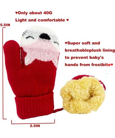 BEISIJIA Toddler Kids Winter Knitted Mittens | Cute Cartoon Gloves | Full Finger Mittens with String | Navy Blue+Red | Ages 1-4 - Buy Online on GoSupps.com