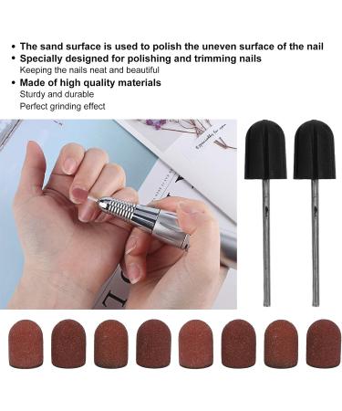 120 Grit Nail Art Sanding Caps Manicure Polishing Grinding Bands Nail Drill Bits Set with Shaft Suitable for Nails Glass Plastic Metal Stone Ceramic Tiles - Buy Online on GoSupps.com