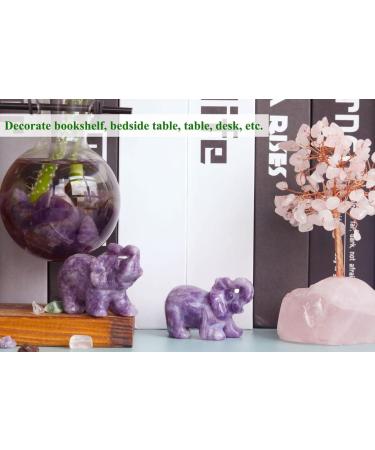 Buy 2 Amethyst Elephant Decor - Healing Crystal Stones Hand-Carved Gemstone Statues - Unique Purple Hippie Home & Office Decorations | Perfect Gifts for Women & Men - Buy Online on GoSupps.com