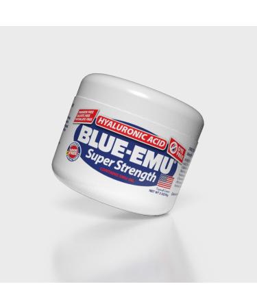 BLUE-EMU Original Super Strength Cream with Hyaluronic Acid Deep-Penetrating Moisture for Aging Skin 2 Oz