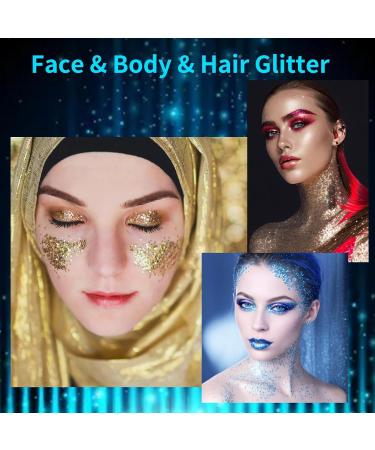 MEICOLY 12 Colors Face Glitter Palette | Body Glitter Set for Women & Kids | Chunky Hair & Mermaid Glitter Gel | Festival Makeup & Face Paint - Buy Online on GoSupps.com