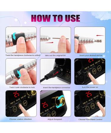 Electric Nail Drill Machine 35000 RPM with Nail Drill Bits and Sanding Bands Set for Acrylic Gel Nails - Low Noise & Vibration Efile for Manicure Pedicure - Buy Online on GoSupps.com