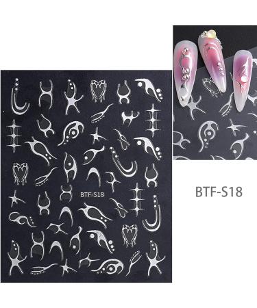Fuldgaenr Laser Geometric Nail Art Stickers - 4 Sheets Self-Adhesive Decals for DIY Nail Decoration - French Nail Design Spring 03 - Buy Online on GoSupps.com