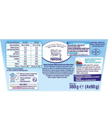 Nestl B b P'tit Brass Dairy Red fruits without added sugars - from 6 months - 4 x 90g (Packaging may vary) - Buy Online on GoSupps.com