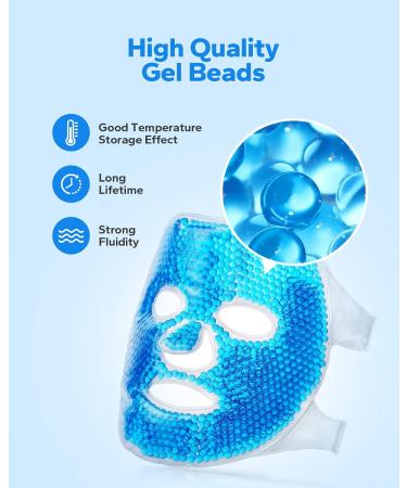 Meto Ice Face Mask - Reduce Puffiness and Dark Circles - Hot Cold Gel Beads Compress for Women - Face Spa Treatment for Pressure Headaches and Skin Care (Blue) - Buy Online on GoSupps.com